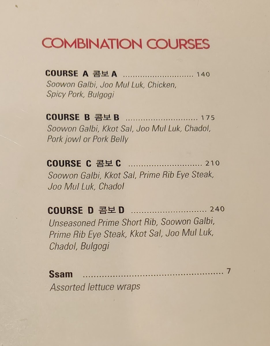 Soowon Galbi Menu - Image 1
